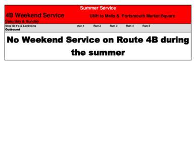 Summer Service  4B Weekend Service UNH to Malls & Portsmouth Market Square