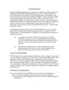 Food law / Mammography / Food and Drug Administration / Title 21 of the Code of Federal Regulations / Medicine / Health / Mammography Quality Standards Act