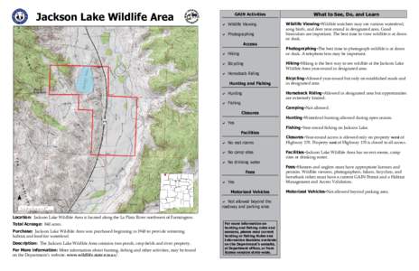 Jackson Lake Wildlife Area  GAIN Activities a Wildlife Viewing a Photographing Access