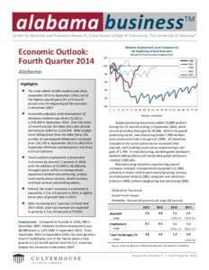 Center for Business and Economic Research, Culverhouse College of Commerce, The University of Alabama®  Economic Outlook: Fourth Quarter 2014 Alabama Highlights