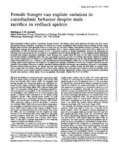 Behavioral Ecology Vol. 9 No. 1: [removed]Female hunger can explain variation in