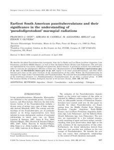Zoological Journal of the Linnean Society, 2009, 155, 867–884. With 7 figures  Earliest South American paucituberculatans and their