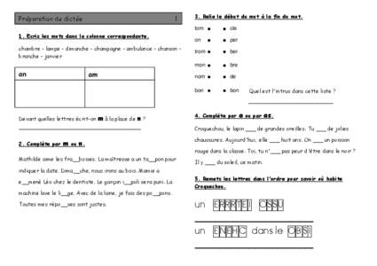 Préparation de dictée  1