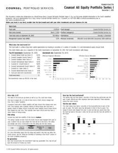 FUND FACTS  Counsel All Equity Portfolio Series I November 1, 2013