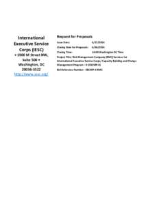 International Executive Service Corps (IESC) • 1900 M Street NW, Suite 500 • Washington, DC