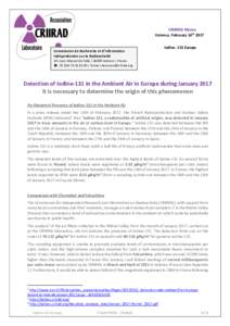 CRIIRAD Memo Valence, February 14th 2017 Commission de Recherche et d’Information Indépendantes sur la Radioactivité