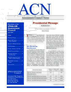 Assessment Council News Presidential Message Newsletter of the  By Déonda Scott