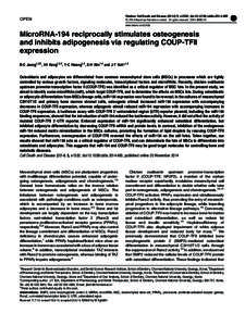 MicroRNA-194 reciprocally stimulates osteogenesis and inhibits adipogenesis via regulating COUP-TFII expression