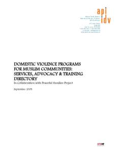 DOMESTIC VIOLENCE SERVICES, ADVOCACY & TRAINING DIRECTORY