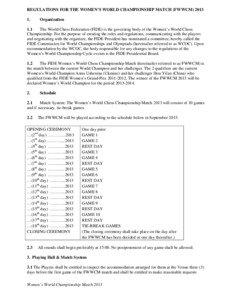 REGULATIONS FOR THE WOMEN’S WORLD CHAMPIONSHIP MATCH (FWWCM[removed].