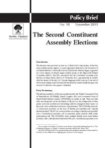 Policy Brief, No. 10, November[removed]Policy Brief THE SECOND CONSTITUENT ASSEMBLY ELECTIONS