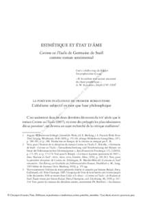 ESTHÉTIQUE ET ÉTAT ­D’ÂME Corinne ou l­’Italie de Germaine de Staël comme roman sentimental in t