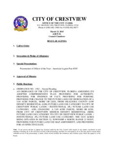 CITY OF CRESTVIEW OFFICE OF THE CITY CLERK P.O. DRAWER 1209, CRESTVIEW, FLORIDAPhone # (Fax # (March 23, 2015