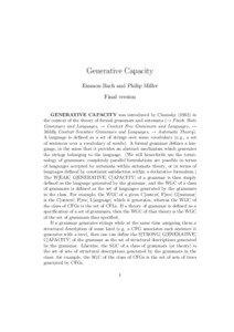 Generative Capacity Emmon Bach and Philip Miller Final version