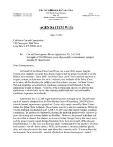 California Coastal Commission Staff Report and Recommendation Regarding Coastal Development Permit Application No[removed]Shea Homes, Huntington Beach, Orange County)