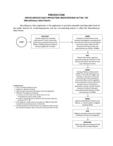 PROCESS FLOW MISCELLANEOUS SALES APPLICATION UNDER REPUBLIC ACT NOMiscellaneous Sales Patent) Miscellaneous Sales Application is the application to purchase alienable and disposable lands of the public domain for 