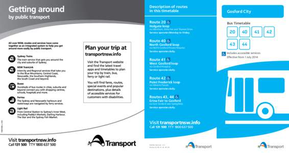 Description of routes in this timetable Gosford City  Route 20