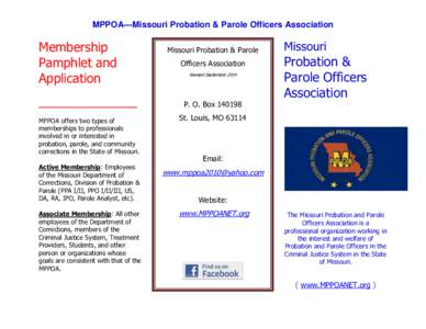 MPPOA—Missouri Probation & Parole Officers Association  Membership Pamphlet and Application ______________