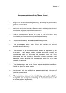 Annex A  Recommendations of the Mason Report 1.