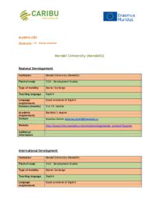 Academic offer Study area: 14 – Social sciences Mendel University (MendelU) Regional Developement Institution