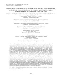 WETLANDS, Vol. 28, No. 3, September 2008, pp. 827–840 ’ 2008, The Society of Wetland Scientists GEOGRAPHIC VARIATION IN NUTRIENT AVAILABILITY, STOICHIOMETRY, AND METAL CONCENTRATIONS OF PLANTS AND PORE-WATER IN OMBRO