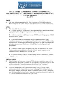 RULES OF THE CONFERENCE OF NONGOVERNMENTAL ORGANIZATIONS IN CONSULTATIVE RELATIONSHIP WITH THE UNITED NATIONS (JuneNAME