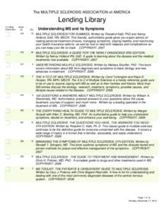 The MULTIPLE SCLEROSIS ASSOCIATION of AMERICA  Lending Library To Order, Check Box