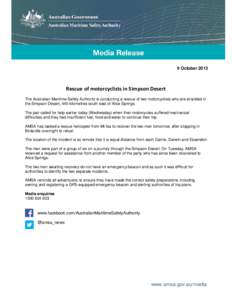Australian Maritime Safety Authority / Far North / Rescue equipment / Simpson Desert / Birdsville /  Queensland / Alice Springs / Distress radiobeacon / Geography of Australia / Safety / Geography of Oceania
