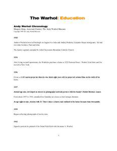 Margery King, Associate Curator, The Andy Warhol Museum Copyright 1999 The Andy Warhol Museum