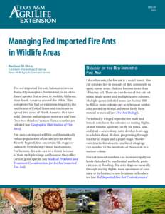 ENTO[removed]Managing Red Imported Fire Ants in Wildlife Areas Bastiaan M. Drees