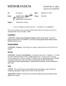 MEMORANDUM  STATE OF ALASKA Department of Administration  All Agencies