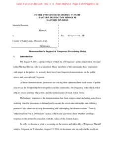 Case: 4:14-cv[removed]JAR Doc. #: 6 Filed: [removed]Page: 1 of 8 PageID #: 32  IN THE UNITED STATES DISTRICT COURT EASTERN DISTRICT OF MISSOURI EASTERN DIVISION Mustafa Hussein,