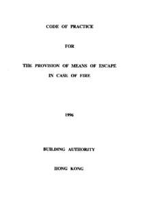 CODE OF PRACTICE FOR THE PROVISION OF MEANS OF ESCAPE IN CASE OF FIRE 1996