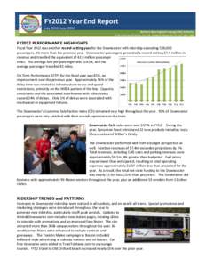 FY2012 Year End Report July 2011-June 2012 Northern New England Passenger Rail Authority 75 W Commercial Street, Ste 104, Portland, Maine[removed]1000  FY2012 PERFORMANCE HIGHLIGHTS