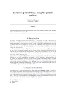 Restricted permutations; using the permute package Gavin L. Simpson University of Regina  Abstract