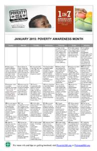 Poverty Awareness Month calendar