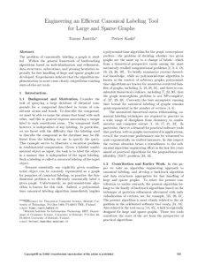 Engineering an Efficient Canonical Labeling Tool for Large and Sparse Graphs Tommi Junttila∗