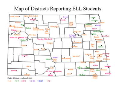 Map of Districts Reporting ELL Students Lignite (Burke Central) Divide County  Belcourt