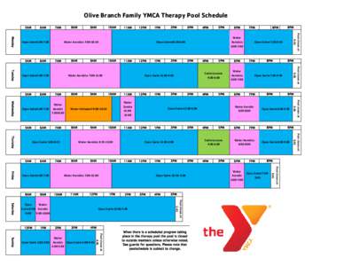 Olive Branch Family YMCA Therapy Pool Schedule 5AM 6AM  6AM