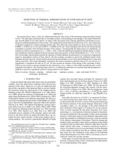 The Astrophysical Journal, 626:523–529, 2005 June 10 # 2005. The American Astronomical Society. All rights reserved. Printed in U.S.A. DETECTION OF THERMAL EMISSION FROM AN EXTRASOLAR PLANET David Charbonneau,1 Lori E.