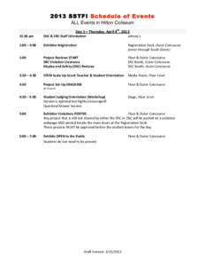 2013 SSTFI Schedule of Events ALL Events in Hilton Coliseum 12:30 pm    1:00 – 4:00     