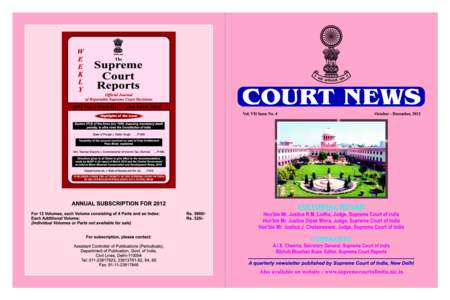 CONTENTS Appointments and Retirements in Supreme Court of India 2  Appointments in High Courts