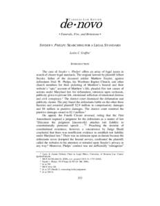 de•novo CARDOZO LAW REVIEW • Funerals, Fire, and Brimstone •  SNYDER V. PHELPS: SEARCHING FOR A LEGAL STANDARD