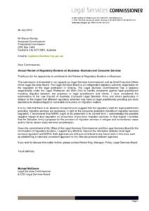 Submission DR55 - Legal Services Commissioner and Legal Services Board, Vic - Annual Review of Regulatory Burdens on Business - Business and Consumer Services - Commissioned study