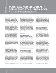 FOCUS ON  Maternal and child health services for the urban poor A case study from Nairobi, Kenya