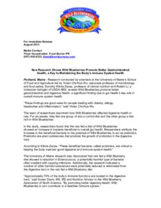 For Immediate Release August 2013 Media Contact: Thom Householder, Front Burner PR[removed], [removed]