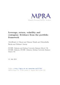 M PRA Munich Personal RePEc Archive Leverage, return, volatility and contagion: Evidence from the portfolio framework