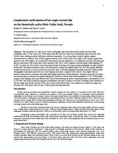 1  Geophysical confirmation of low-angle normal slip on the historically active Dixie Valley fault, Nevada Robert E. Abbott and John N. Louie Seismological Laboratory and Department of Geological Sciences, University of 