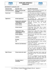 AUXILIARY OFFICIALS CHECKLIST SCORER’S CHECKLIST General Area