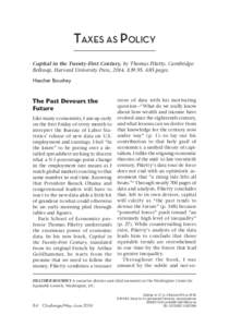 Boushey  Taxes as Policy Capital in the Twenty-First Century, by Thomas Piketty. Cambridge: Belknap, Harvard University Press, 2014. $[removed]pages. Heather Boushey